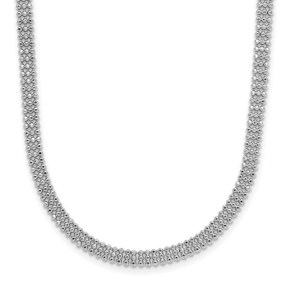 Sterling Silver RH-plt Polish 3-Strand Beaded w/ ext. Necklace