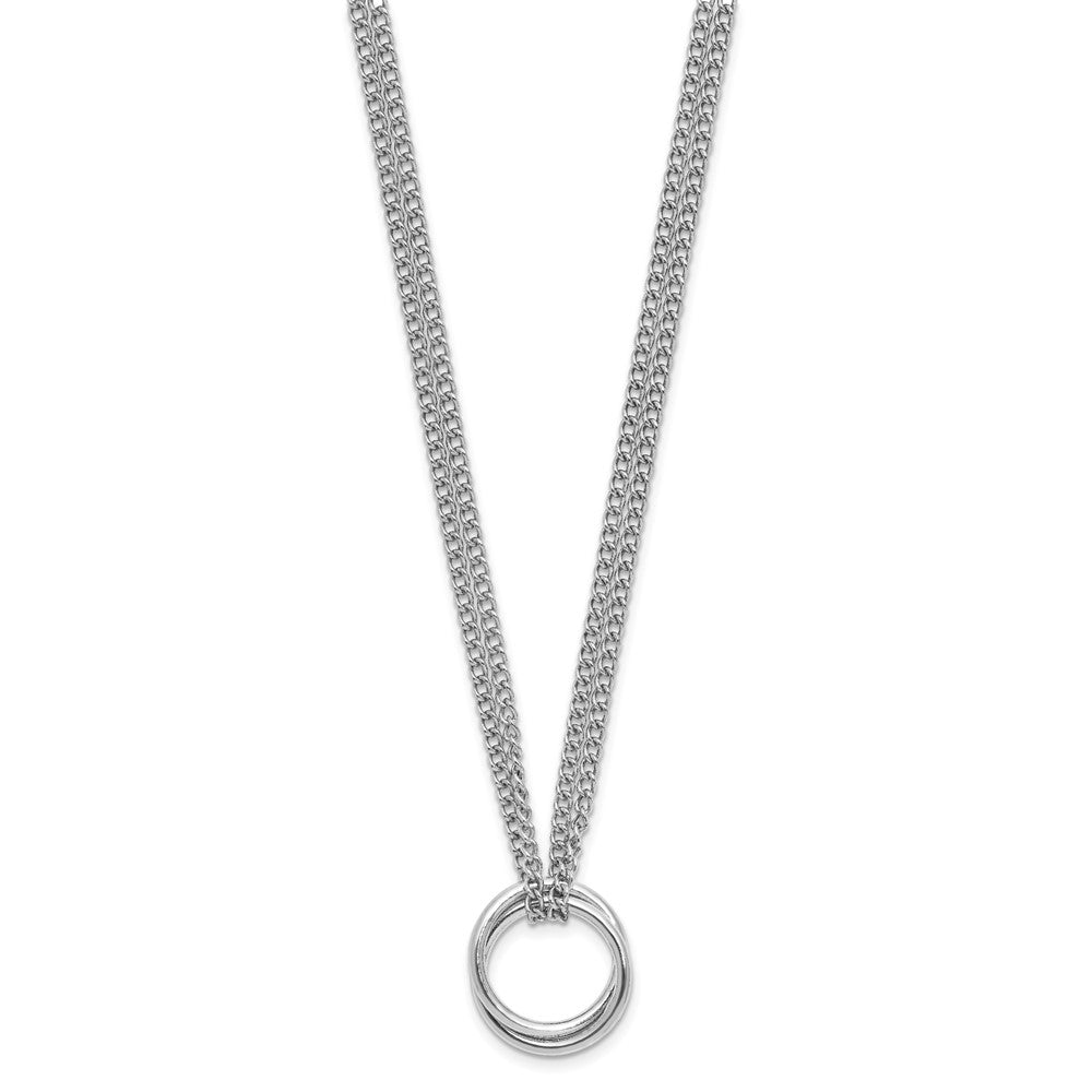Sterling Silver RH-plt Multi-Strand Circles w/ ext. Necklace