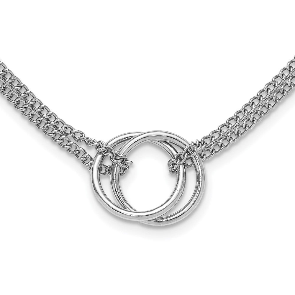 Sterling Silver RH-plt Multi-Strand Circles w/ ext. Necklace
