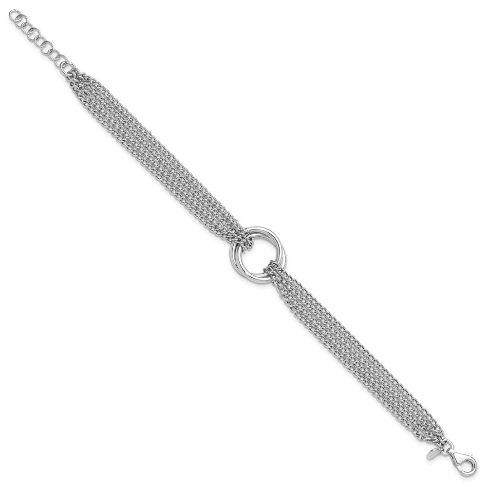 Sterling Silver RH-plated Multi-Strand Circles w/ ext. Bracele