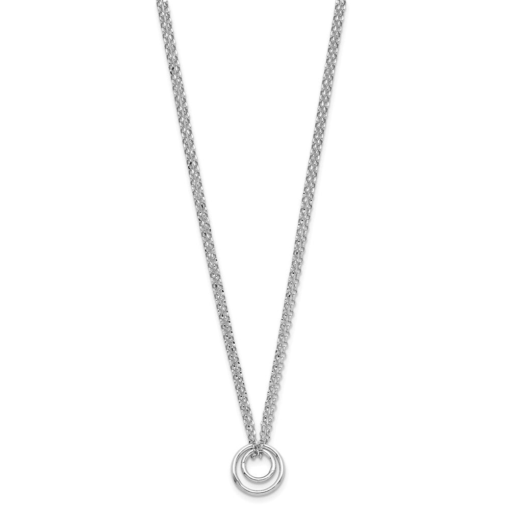 Sterling Silver Rh-plat Polished 2-Strand Circle w/ ext. Neckla