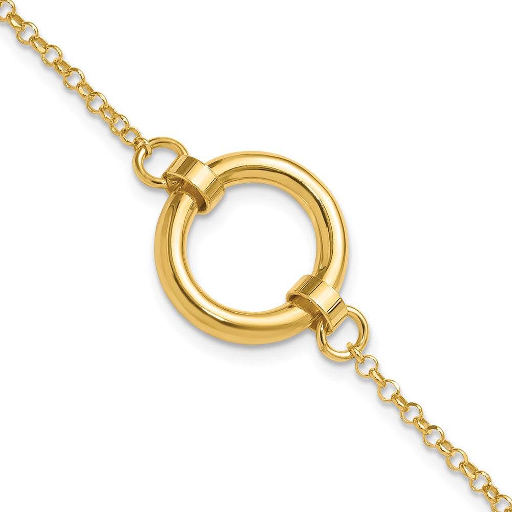 Sterling Silver Gold-tone Polished Circle w/ ext. Bracelet