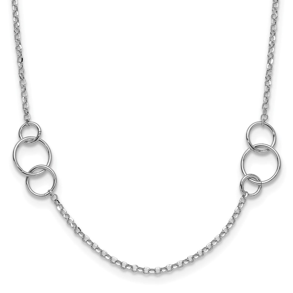 Sterling Silver Rh-plated Polished Circle with ext. Necklace