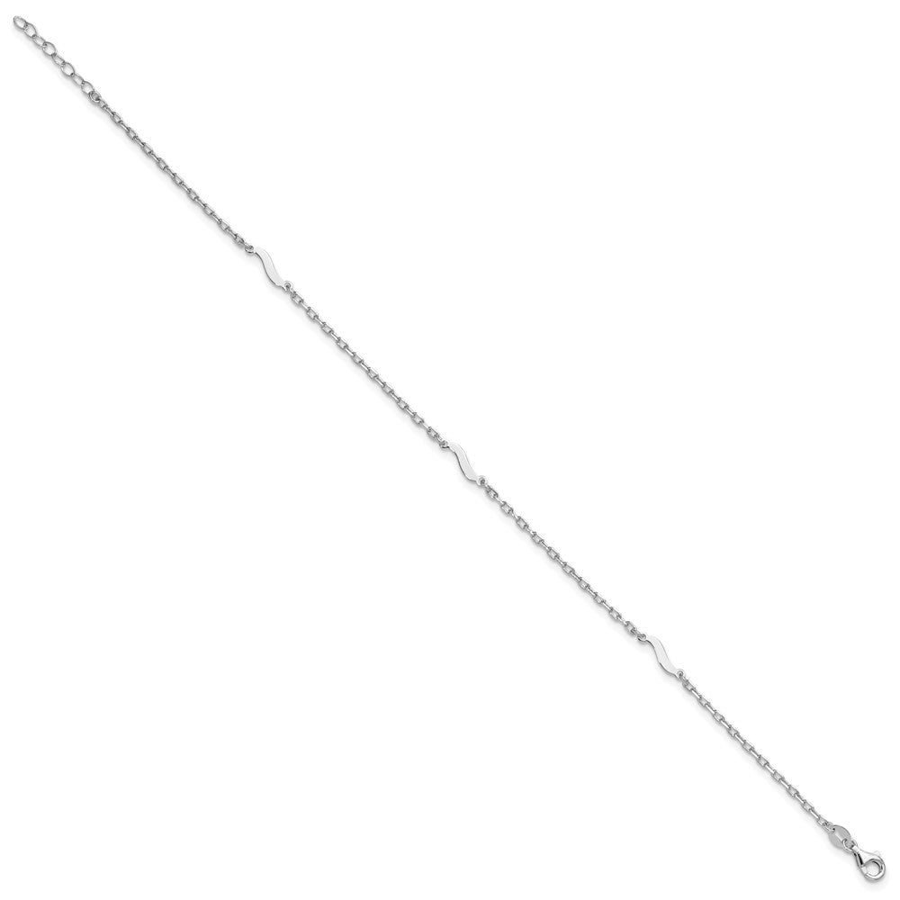 Sterling Silver Rhodium-plated Wave Plus Extender - Total Anklet