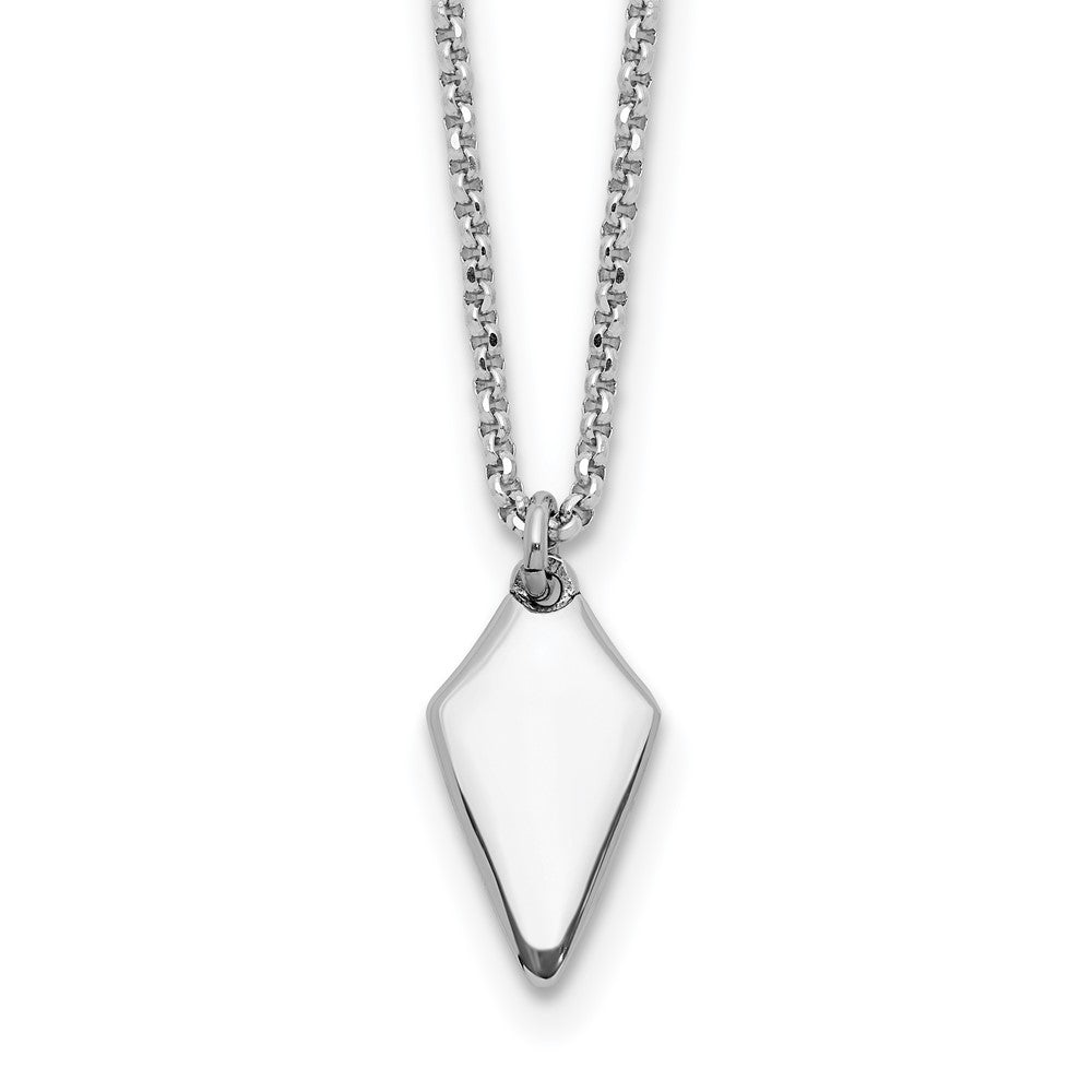 Sterling Silver Rh-plated Polished Arrowhead w/ ext. Necklace