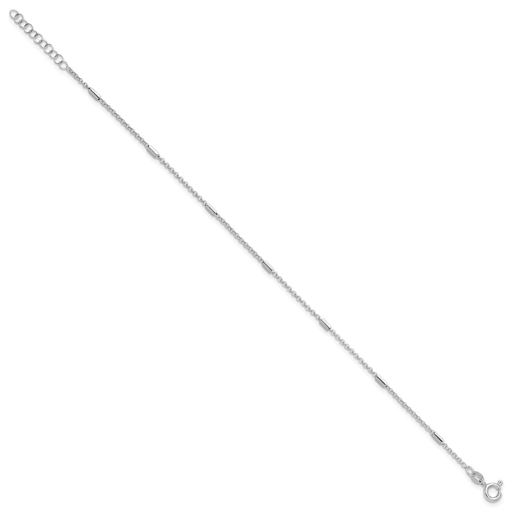 Sterling Silver Rhodium-plated Bars /Chain Plus Extender - Total Anklet
