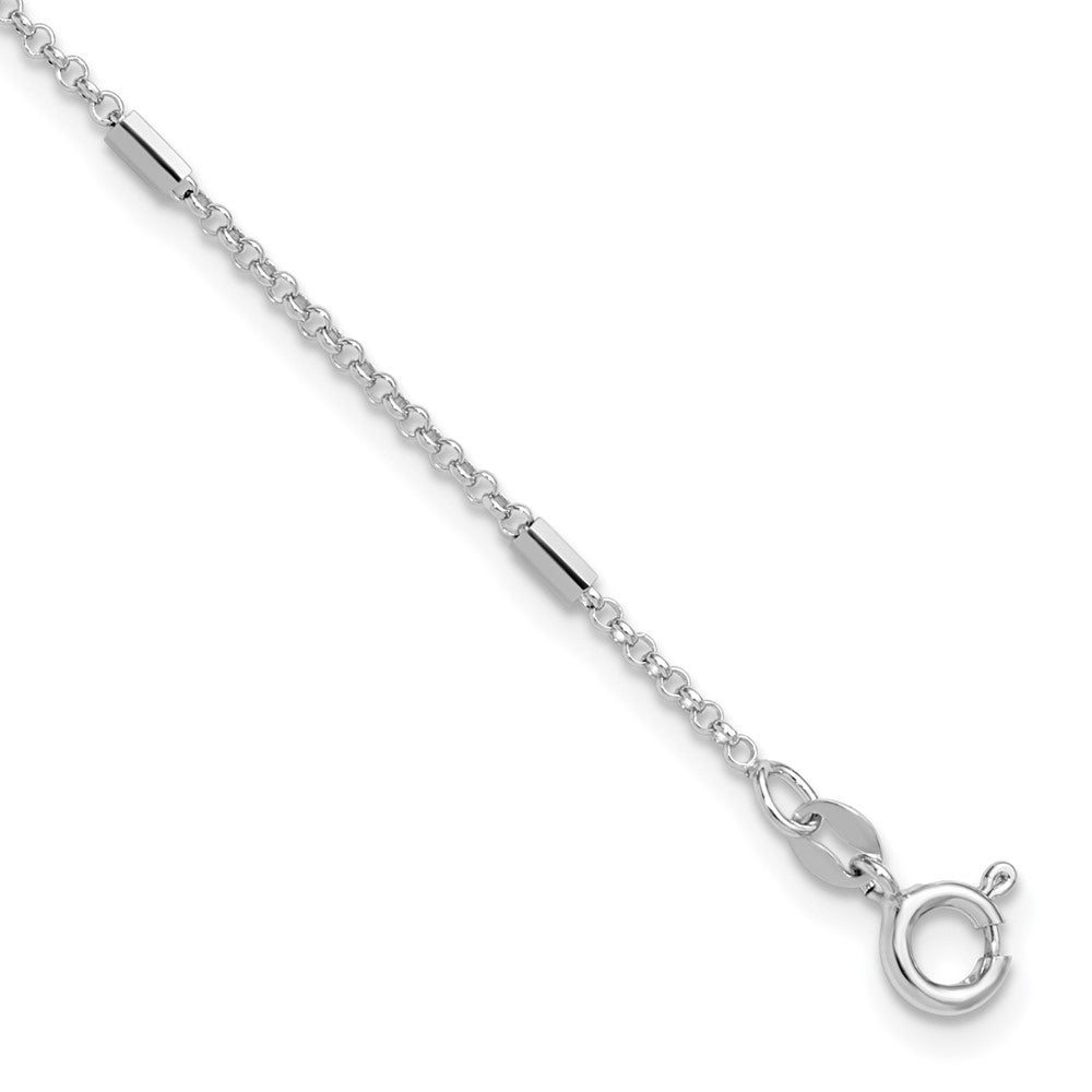 Sterling Silver Rhodium-plated Bars /Chain Plus Extender - Total Anklet