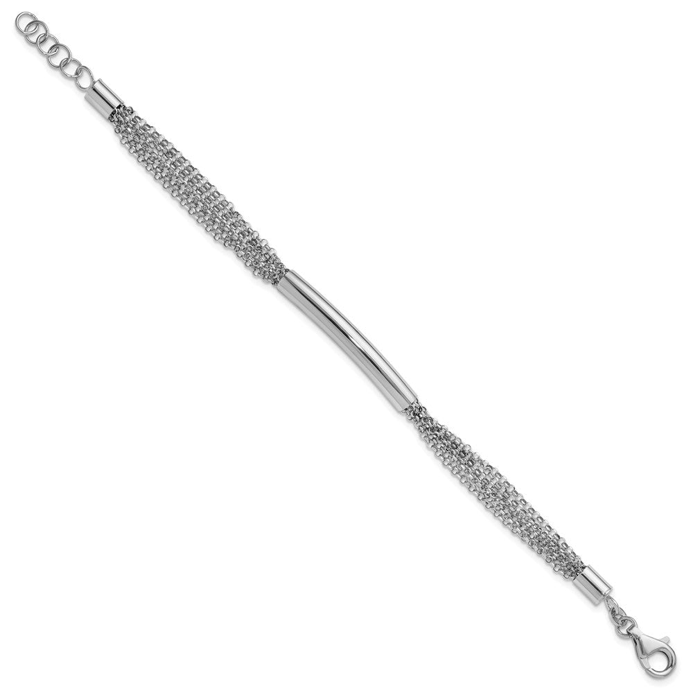 Sterling Silver Rhodium-plated Multi-strand Bar w/ ext. Bracele
