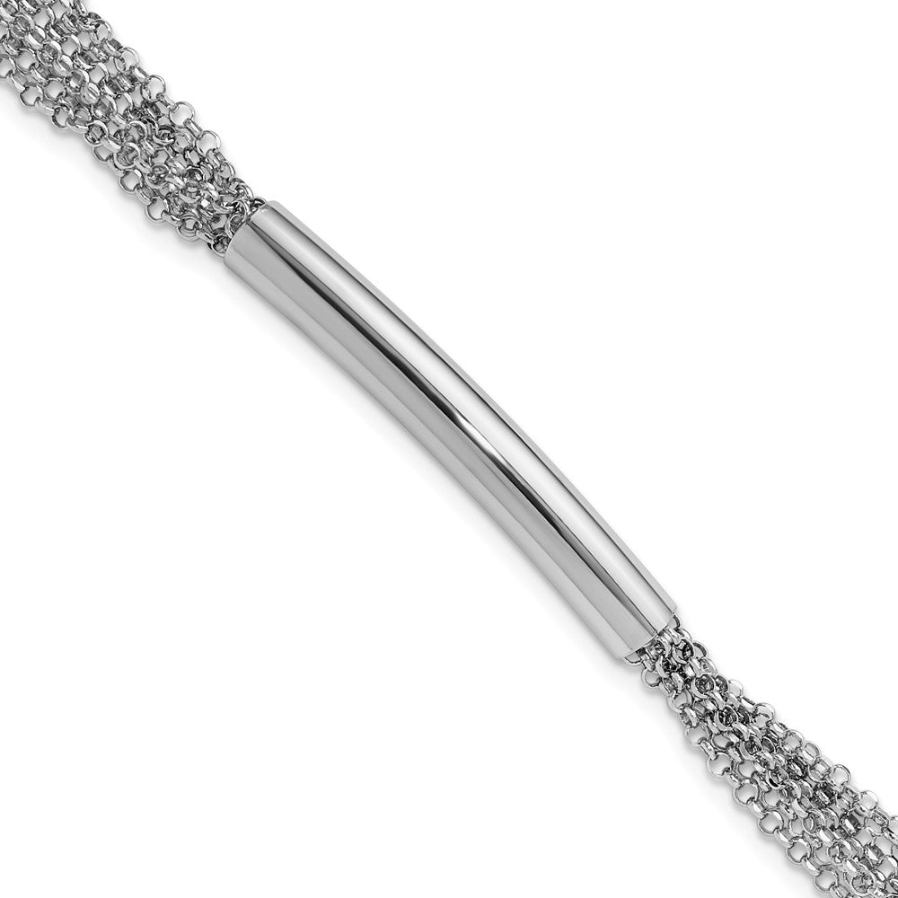 Sterling Silver Rhodium-plated Multi-strand Bar w/ ext. Bracele