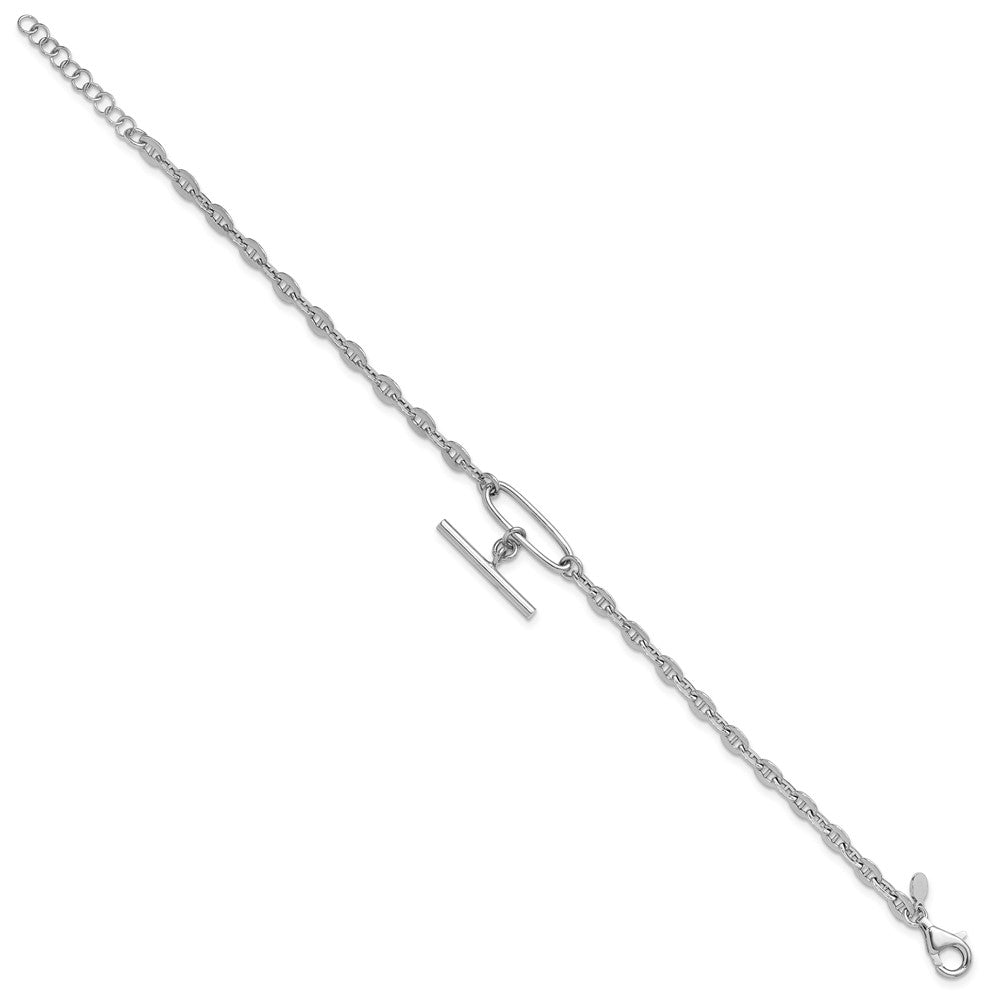 Sterling Silver Rhodium-plated Dangle Bar with ext. Bracelet