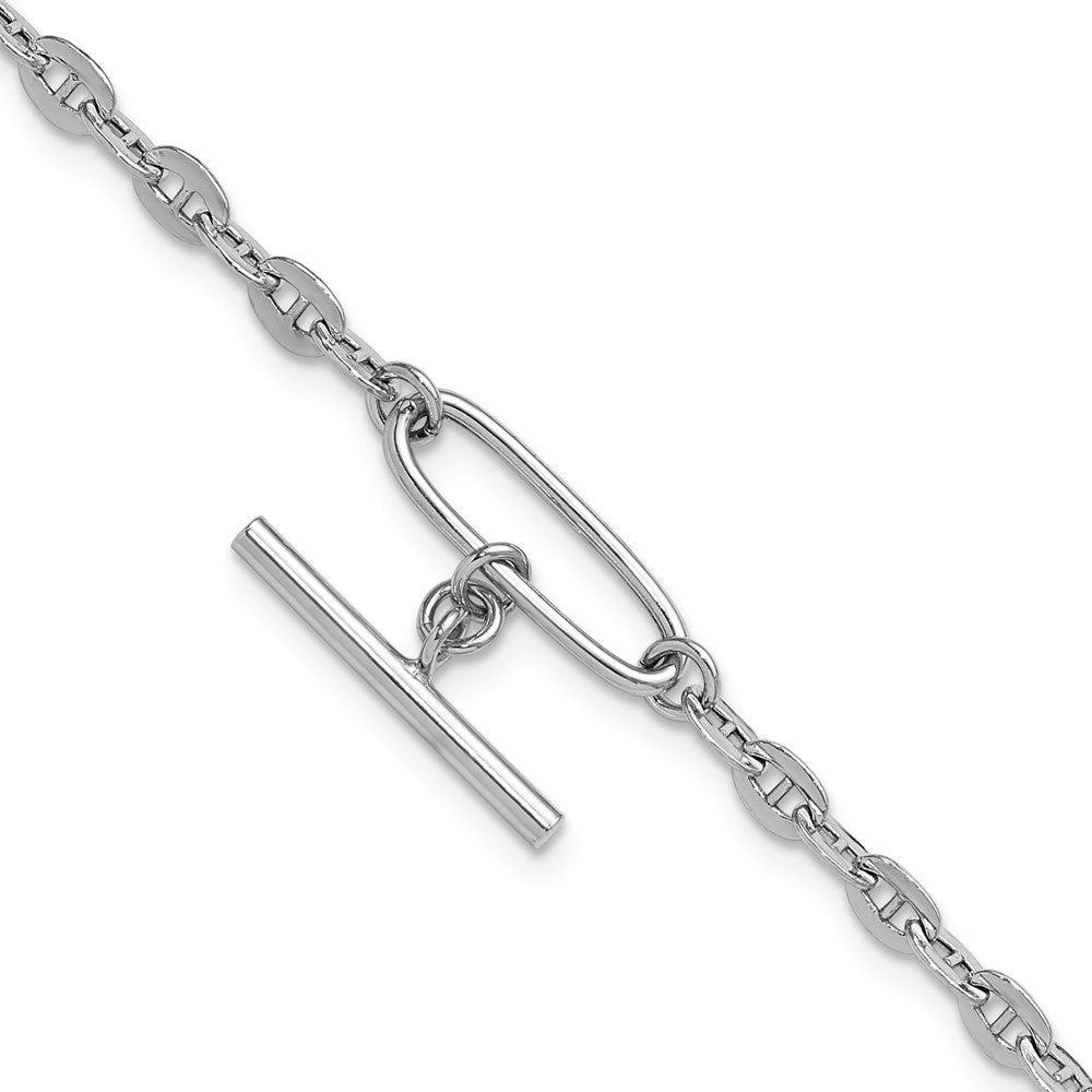 Sterling Silver Rhodium-plated Dangle Bar with ext. Bracelet