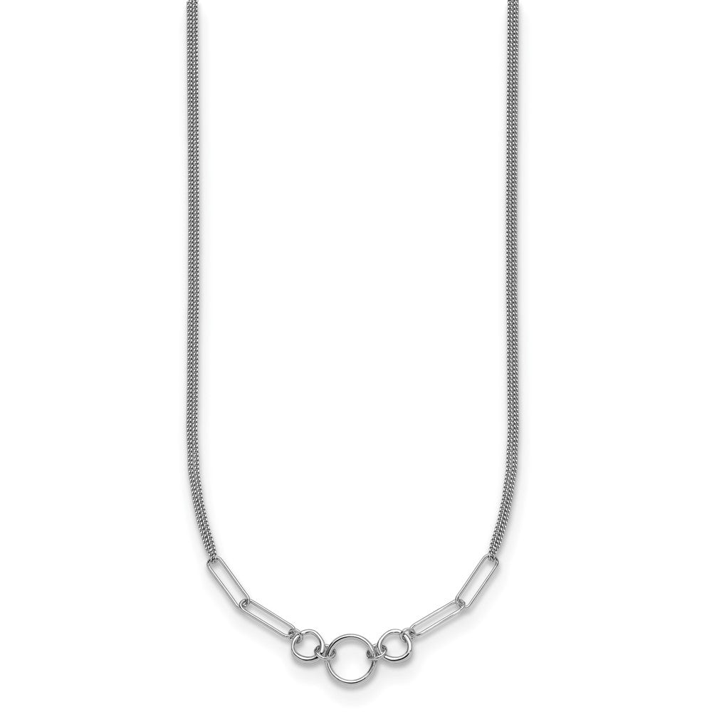 Sterling Silver Rh-plated 2-Strand w/ ext. Fancy Necklace