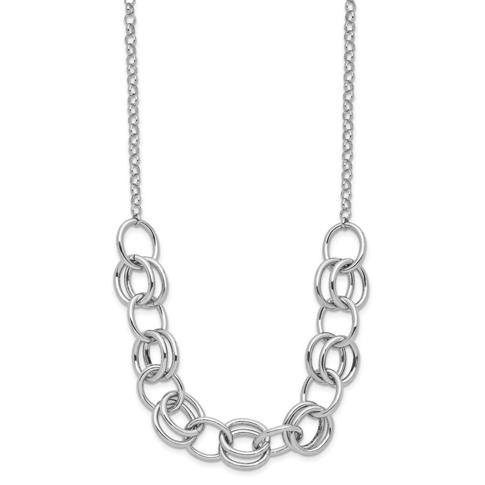 Sterling Silver Rhodium-plated Fancy Link Necklace