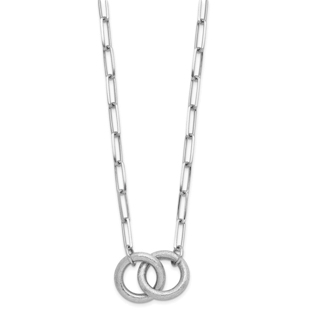 Sterling Silver Rhodium-plated Fancy Link w/ ext. Necklace