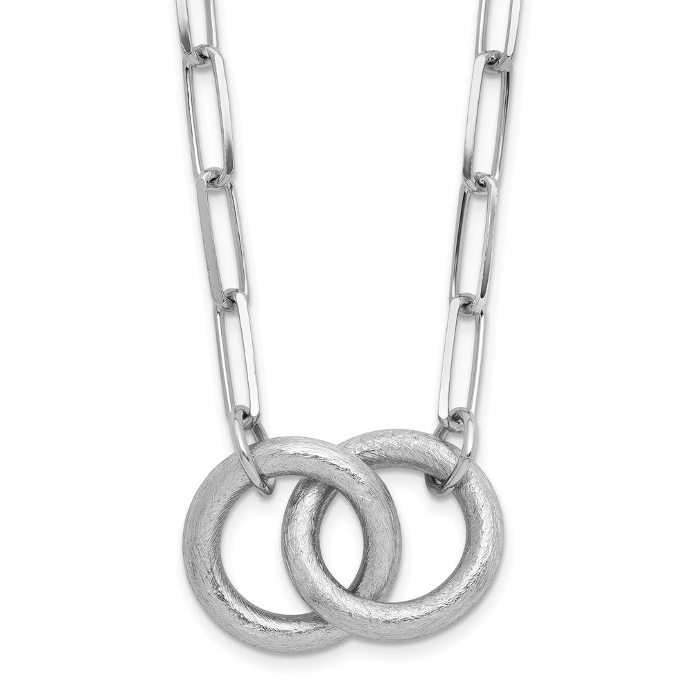 Sterling Silver Rhodium-plated Fancy Link w/ ext. Necklace