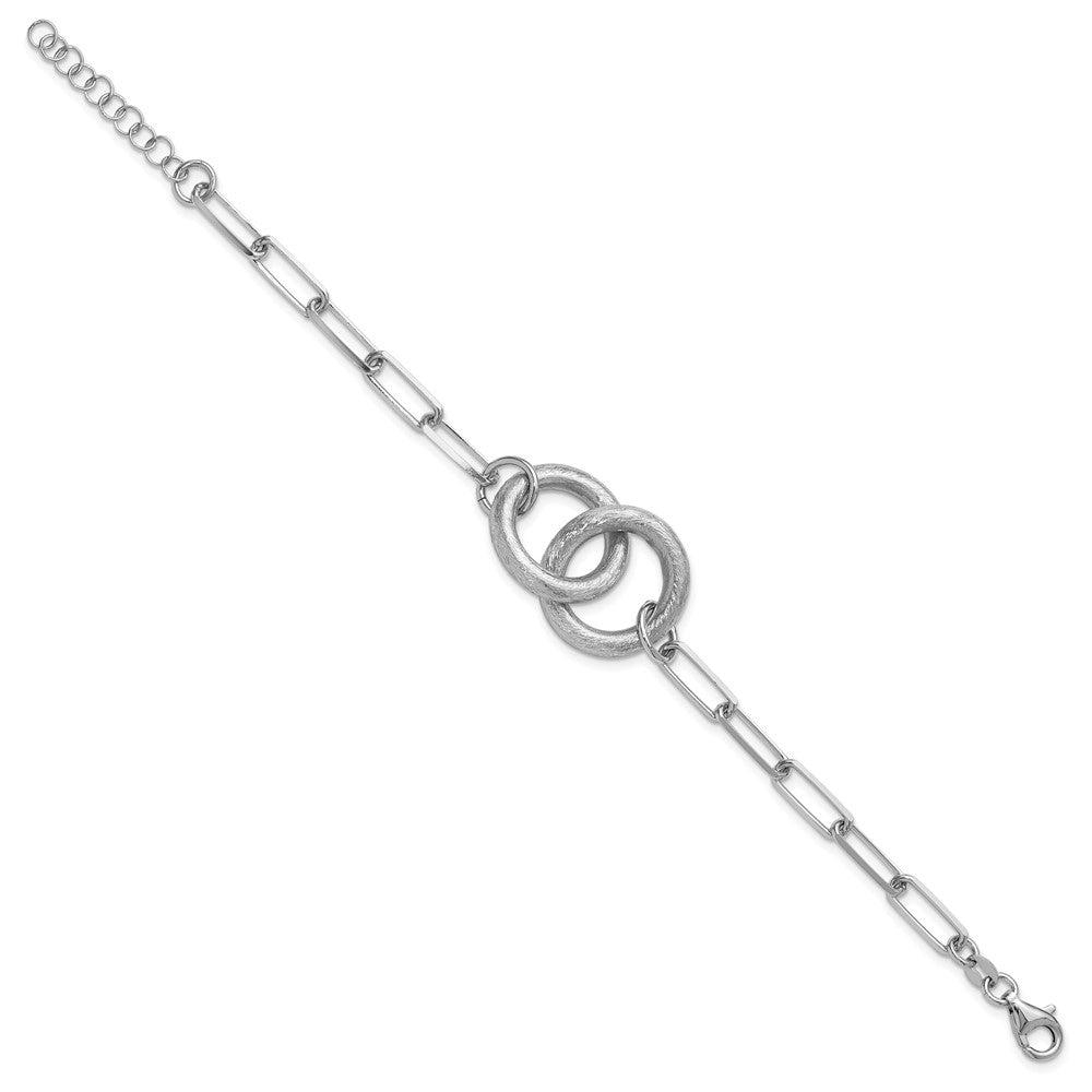 Sterling Silver Rhod-plated Fancy Link with ext. Bracelet