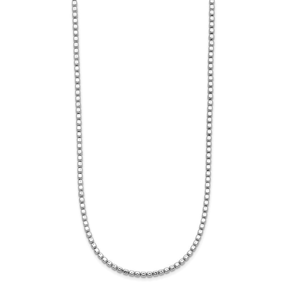 Sterling Silver Rhodium-plated Beaded with ext. Necklace