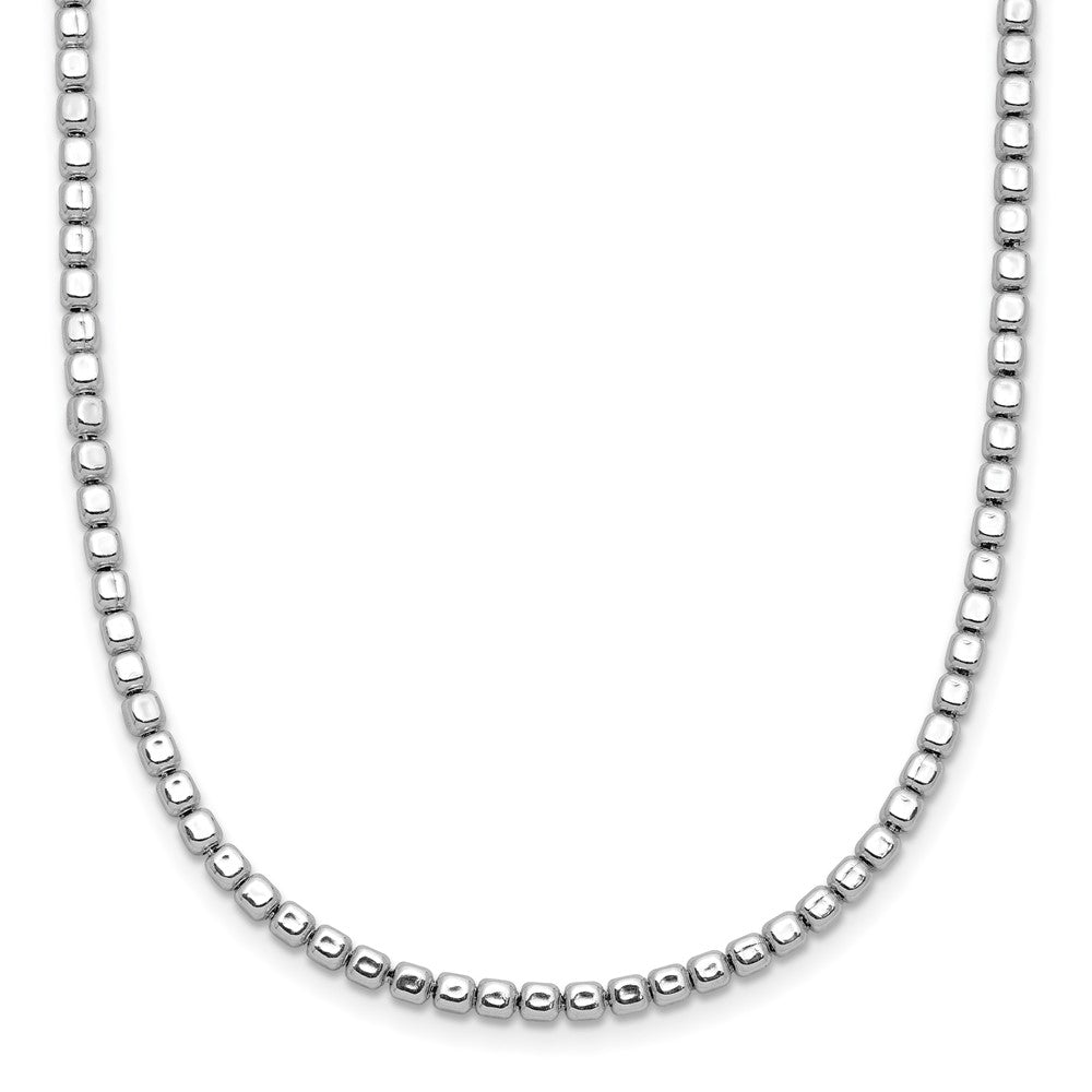 Sterling Silver Rhodium-plated Beaded with ext. Necklace