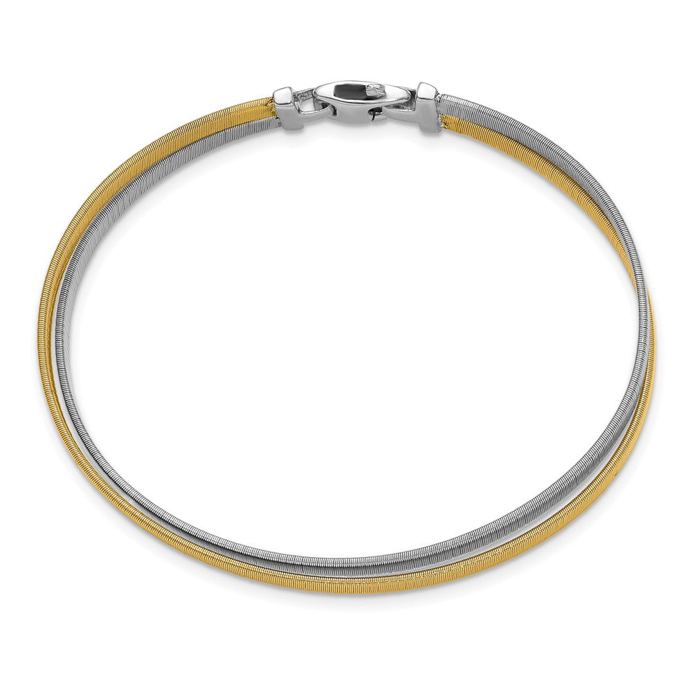 Sterling Silver Rhodium/Gold-plated Polished and Satin Bangle