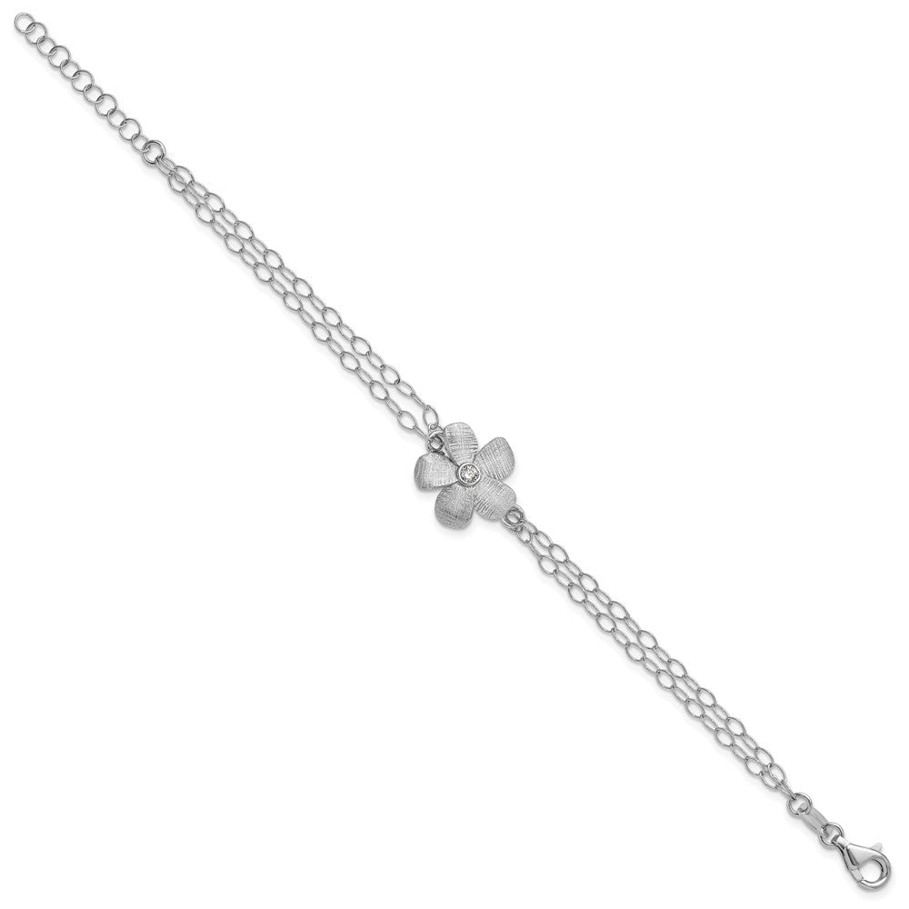SS RH-plat Radiant Essence Pol/Scratch CZ w/ ext. Bracelet