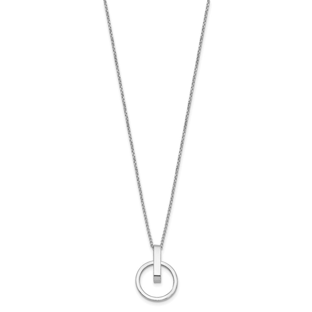 Sterling Silver Rh-plt Polished w/ ext. Circle Pendant Necklace