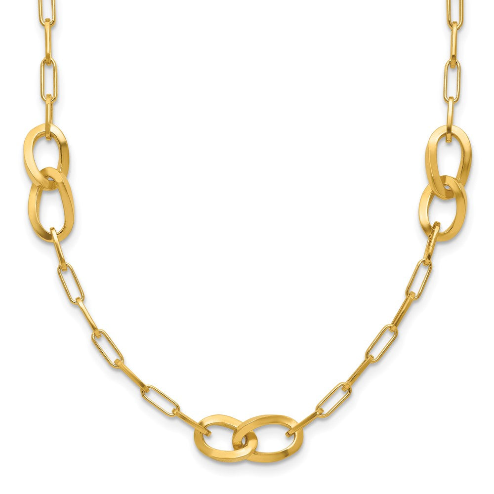 Sterling Silver Gold-plated Fancy Link with ext. Necklace