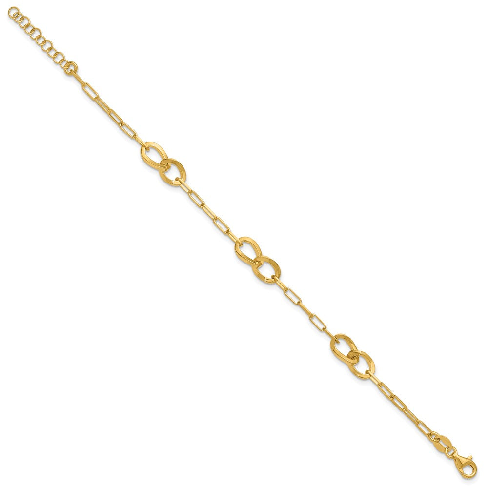 Sterling Silver Gold-plated Fancy Link with ext. Bracelet
