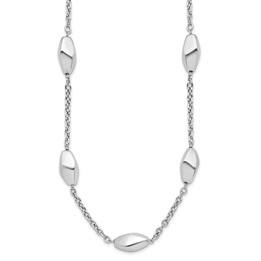 Sterling Silver Rhodium-plated Polished with ext. Necklace