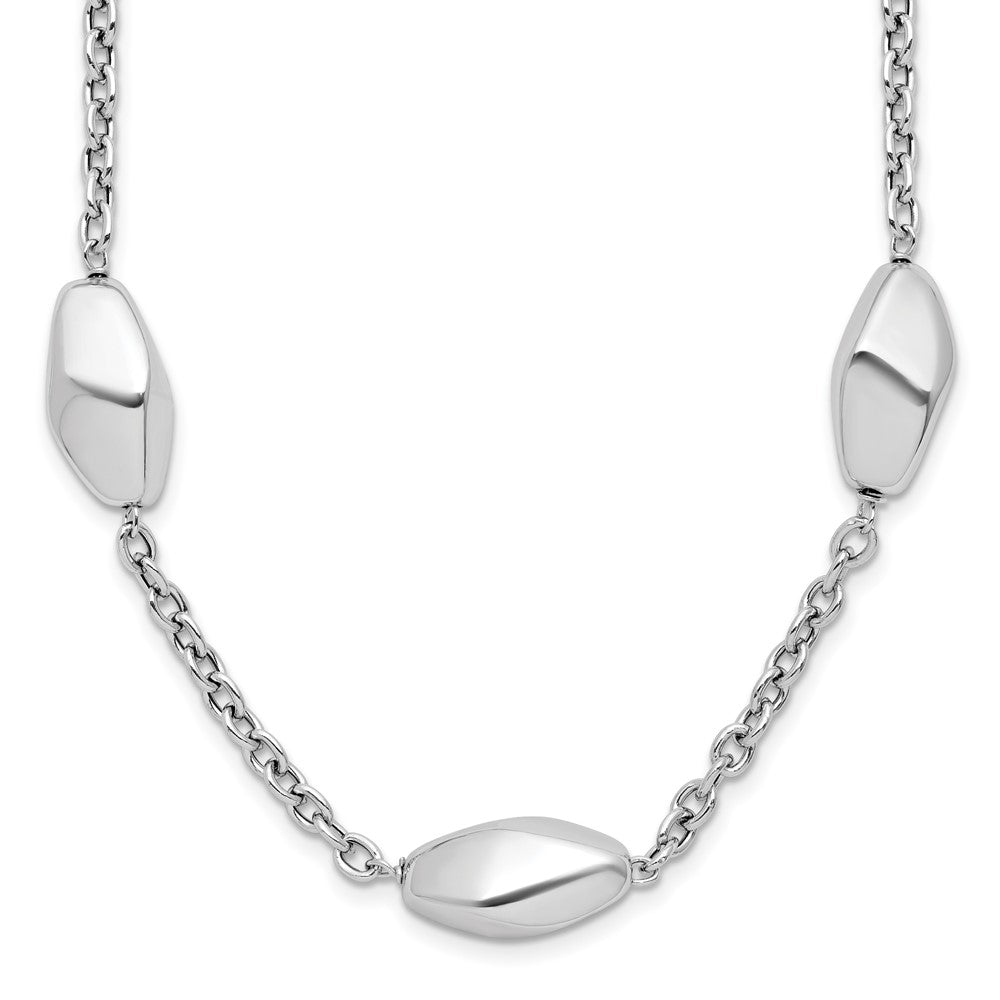 Sterling Silver Rhodium-plated Polished with ext. Necklace