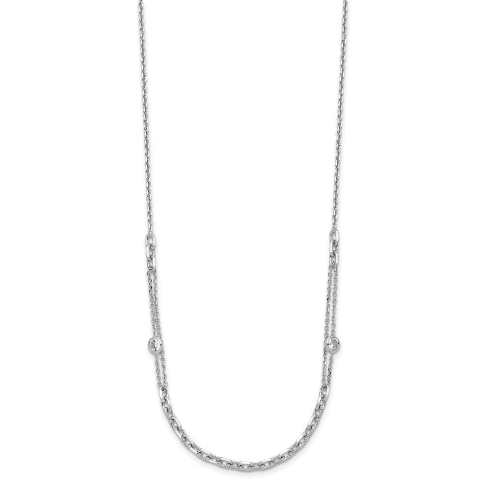 Sterling Silver Rhodium-plated CZ with ext. Necklace