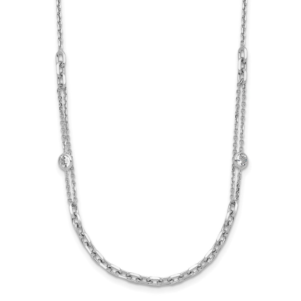 Sterling Silver Rhodium-plated CZ with ext. Necklace