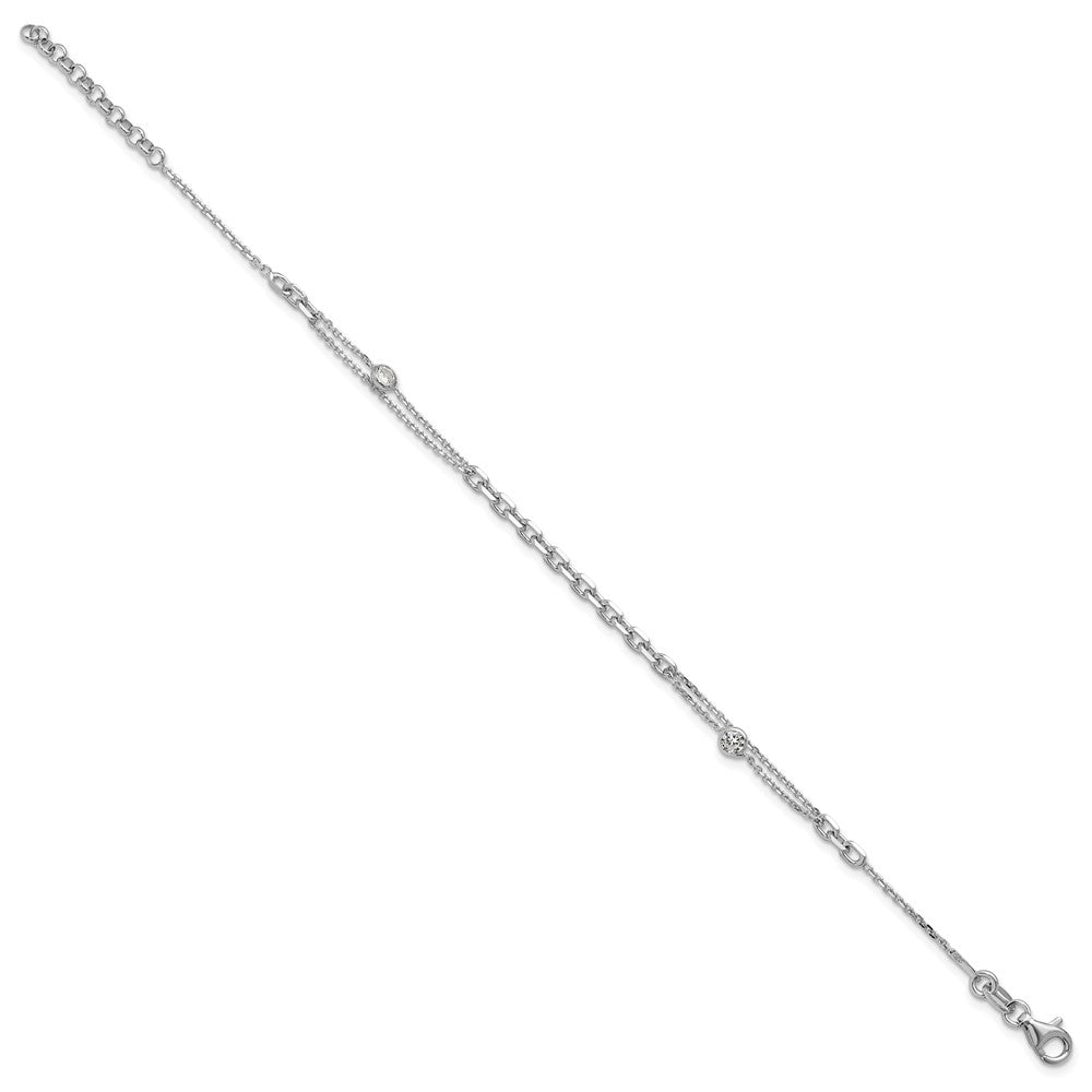 Sterling Silver Rhodium-plated CZ with ext. Bracelet