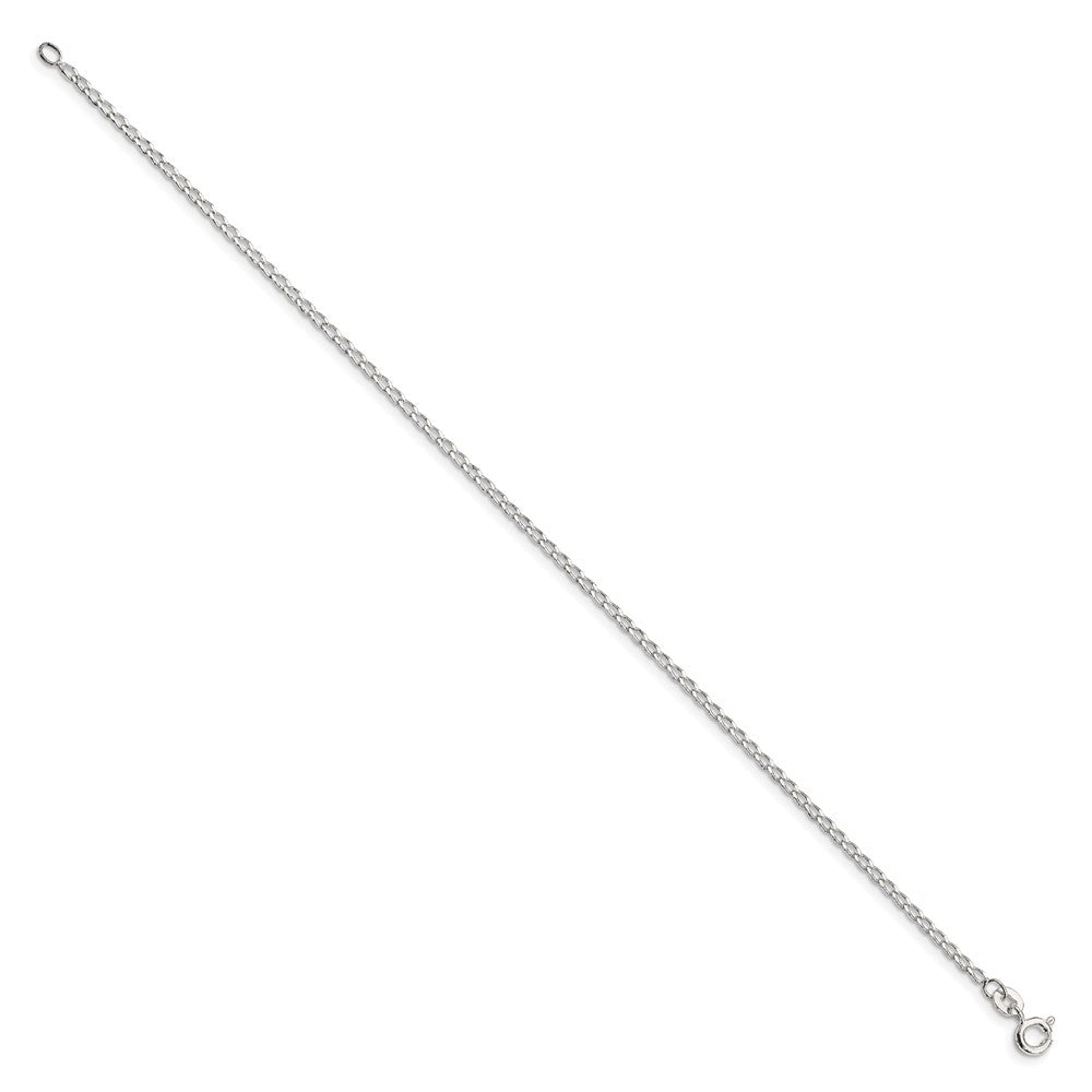 Sterling Silver Open Elongated Link Chain Anklet