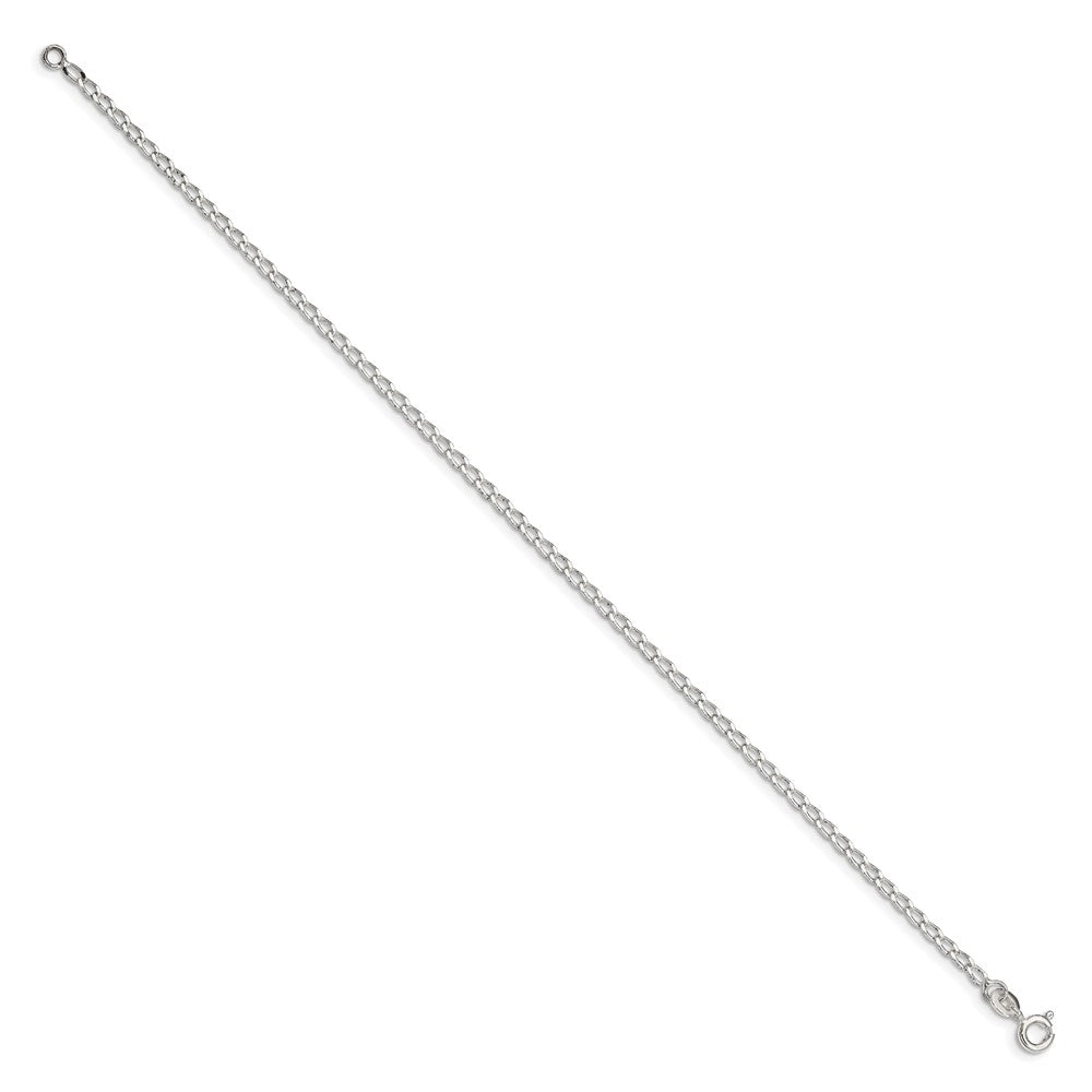 Sterling Silver Open Elongated Link Chain Anklet