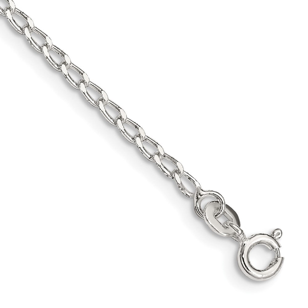 Sterling Silver Open Elongated Link Chain Anklet