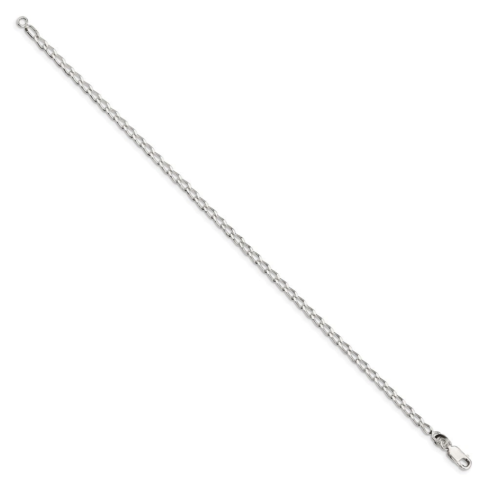 Sterling Silver Open Elongated Link Chain Anklet