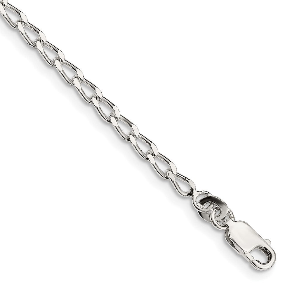 Sterling Silver Open Elongated Link Chain Anklet