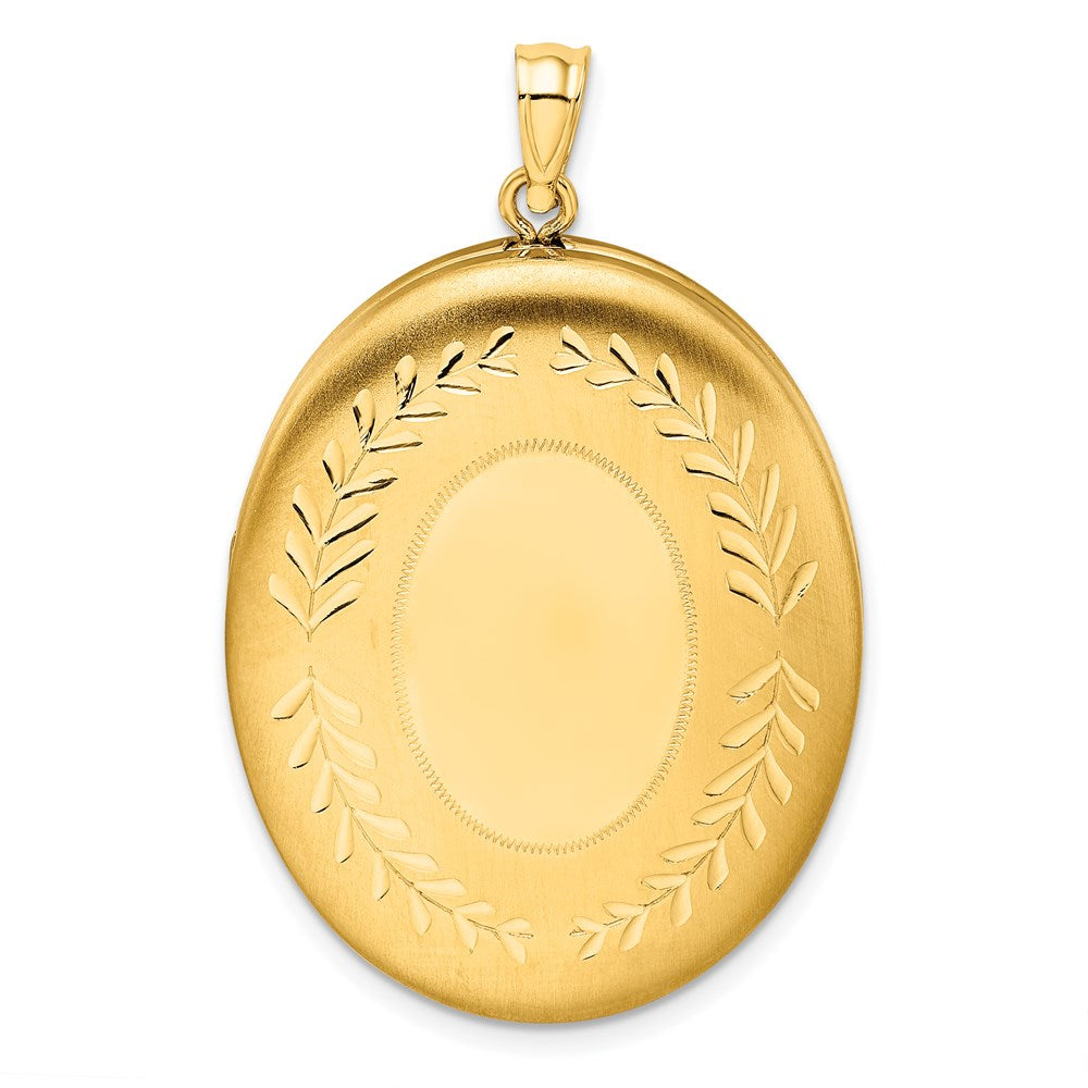 1/20 Gold Filled Polished/Satin Leaf Border 2-Frame Oval Locket