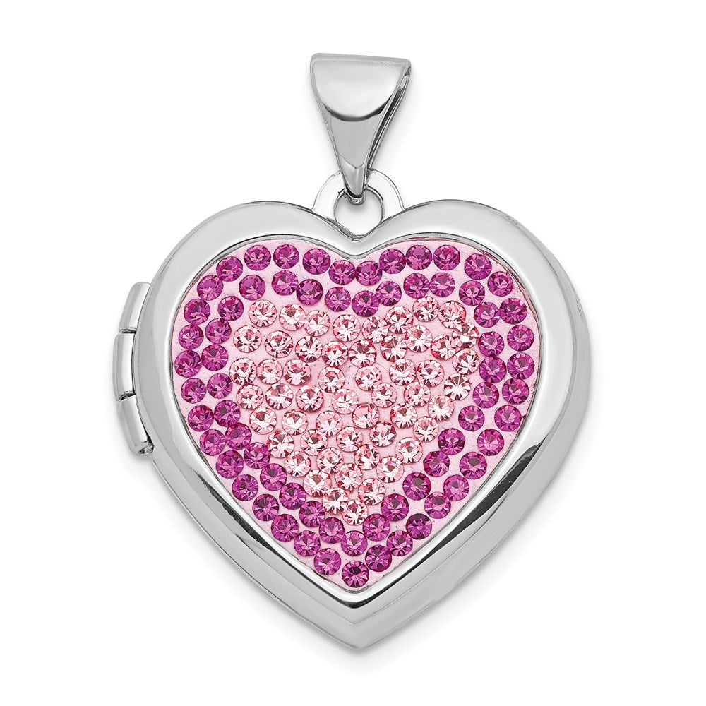 Sterling Silver Rhodium-plated Preciosa Crystal Heart Locket