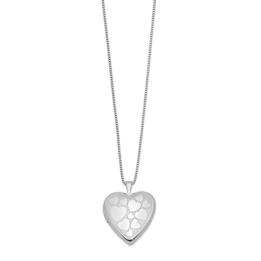 Sterling Silver Rhodium-plated Floating Hearts Heart Locket Necklace