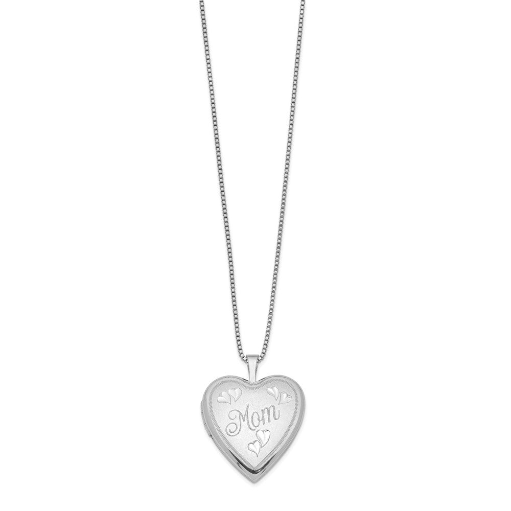 Sterling Silver Rhodium-plated Mom Heart Locket Necklace