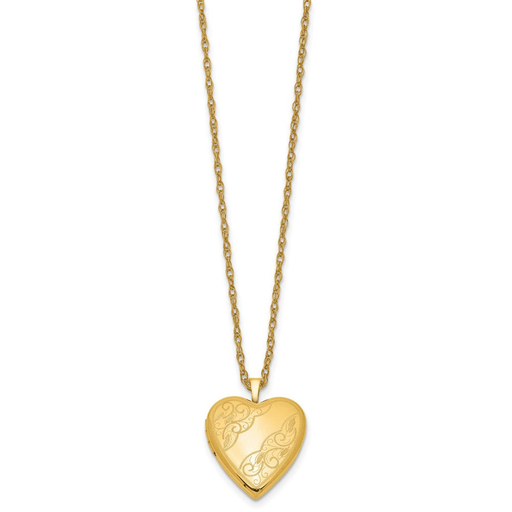 1/20 14K Gold Filled Side Swirled Heart Locket Necklace