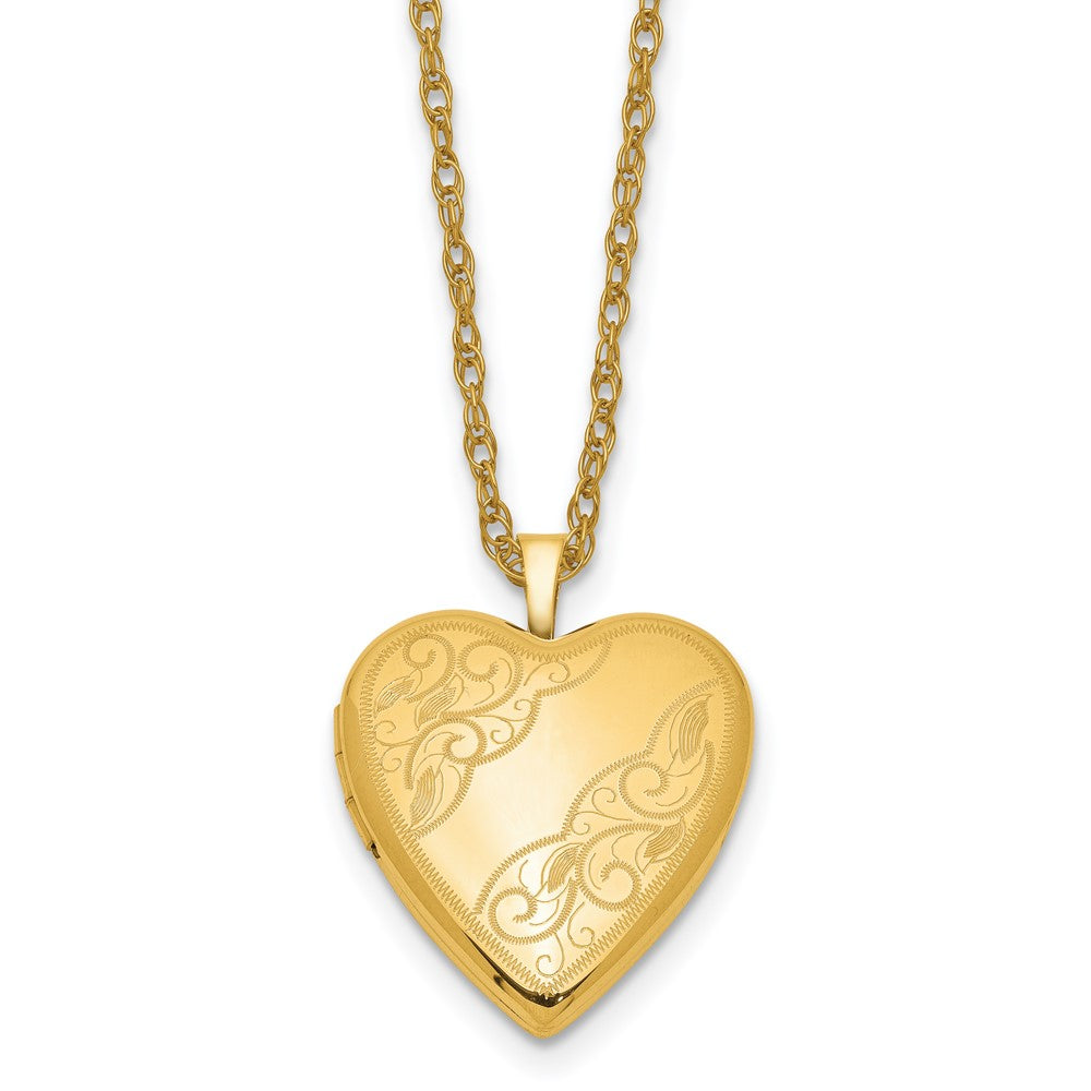 1/20 14K Gold Filled Side Swirled Heart Locket Necklace
