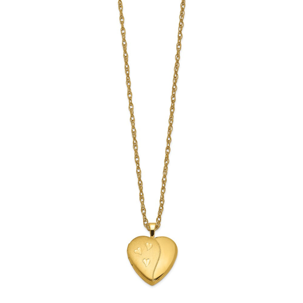 1/20 Gold Filled Satin and Polished Heart Locket Necklace