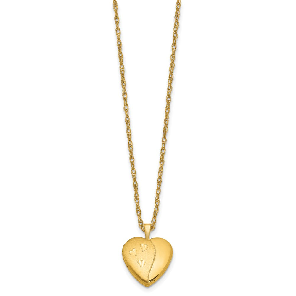 1/20 14K Gold Filled Satin and Polished Heart Locket Necklace