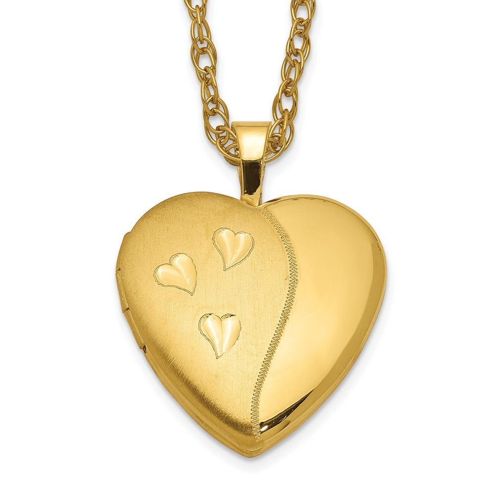 1/20 Gold Filled Satin and Polished Heart Locket Necklace