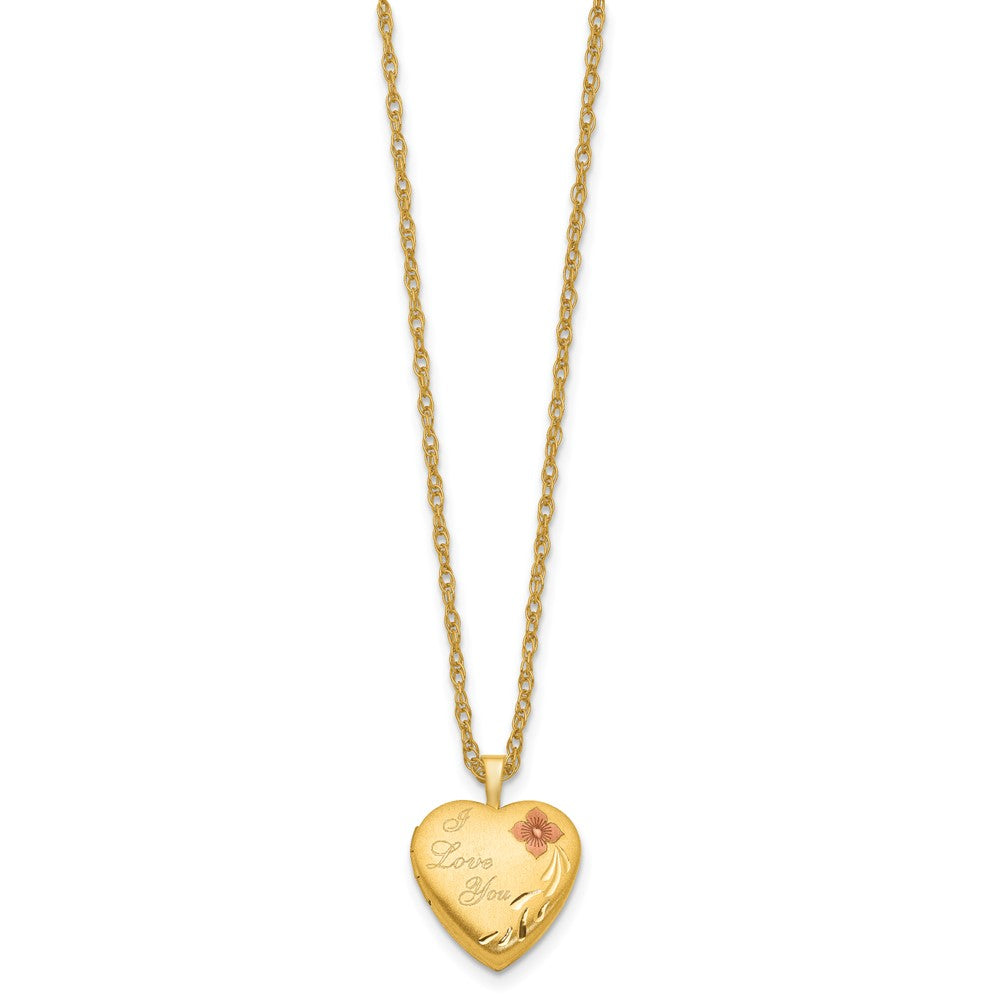 1/20 14K Gold Filled Enamel Flower I Love You Heart Locket Necklace