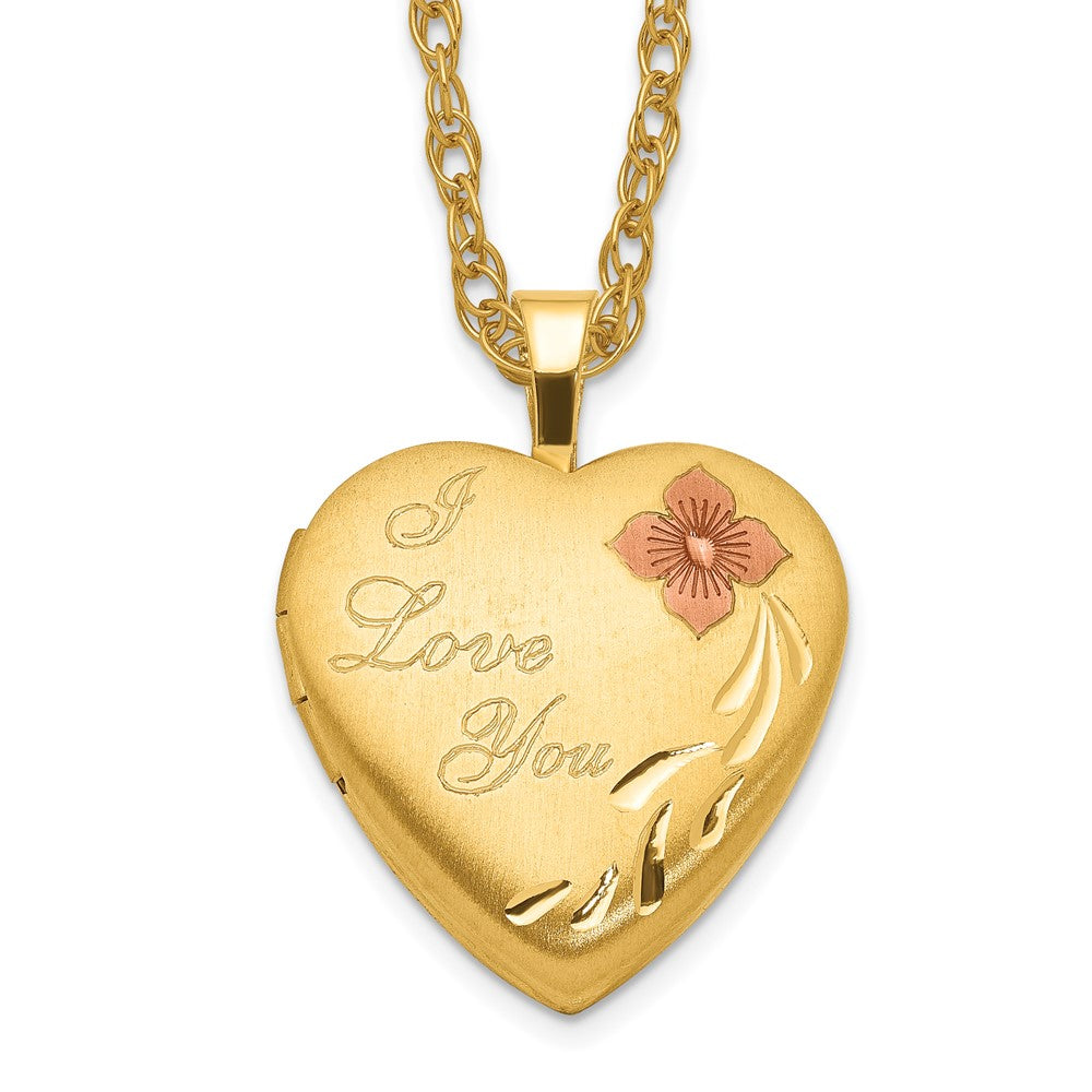 1/20 Gold Filled Enameled Flower I Love You Heart Locket Necklace