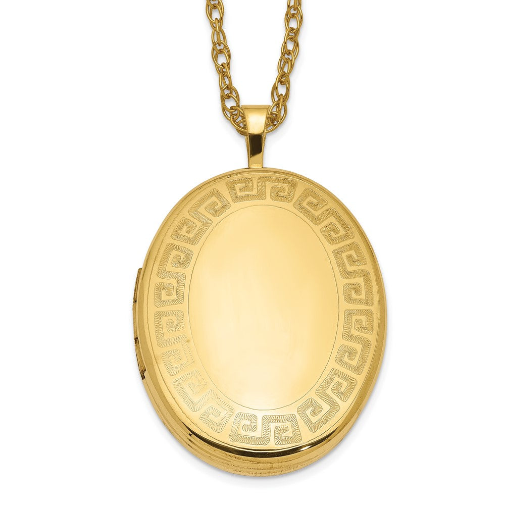 1/20 Gold Filled Greek Key Border Oval Locket Necklace