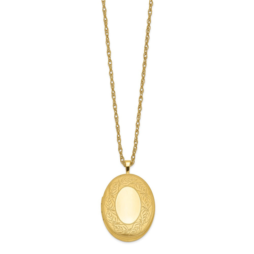 1/20 Gold Filled Leaf Border Oval Locket Necklace